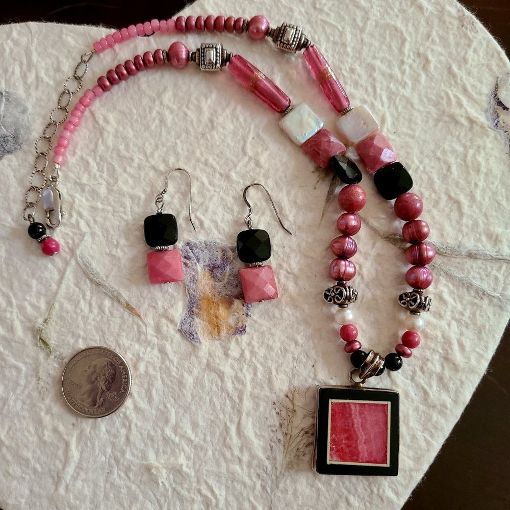 Rhodochrosite Square Pendant